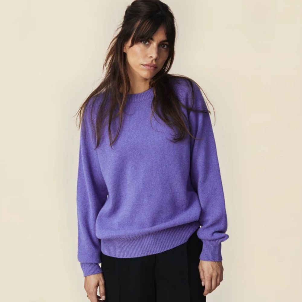 Tricot Paris Violet 100% Cashmere Crewneck